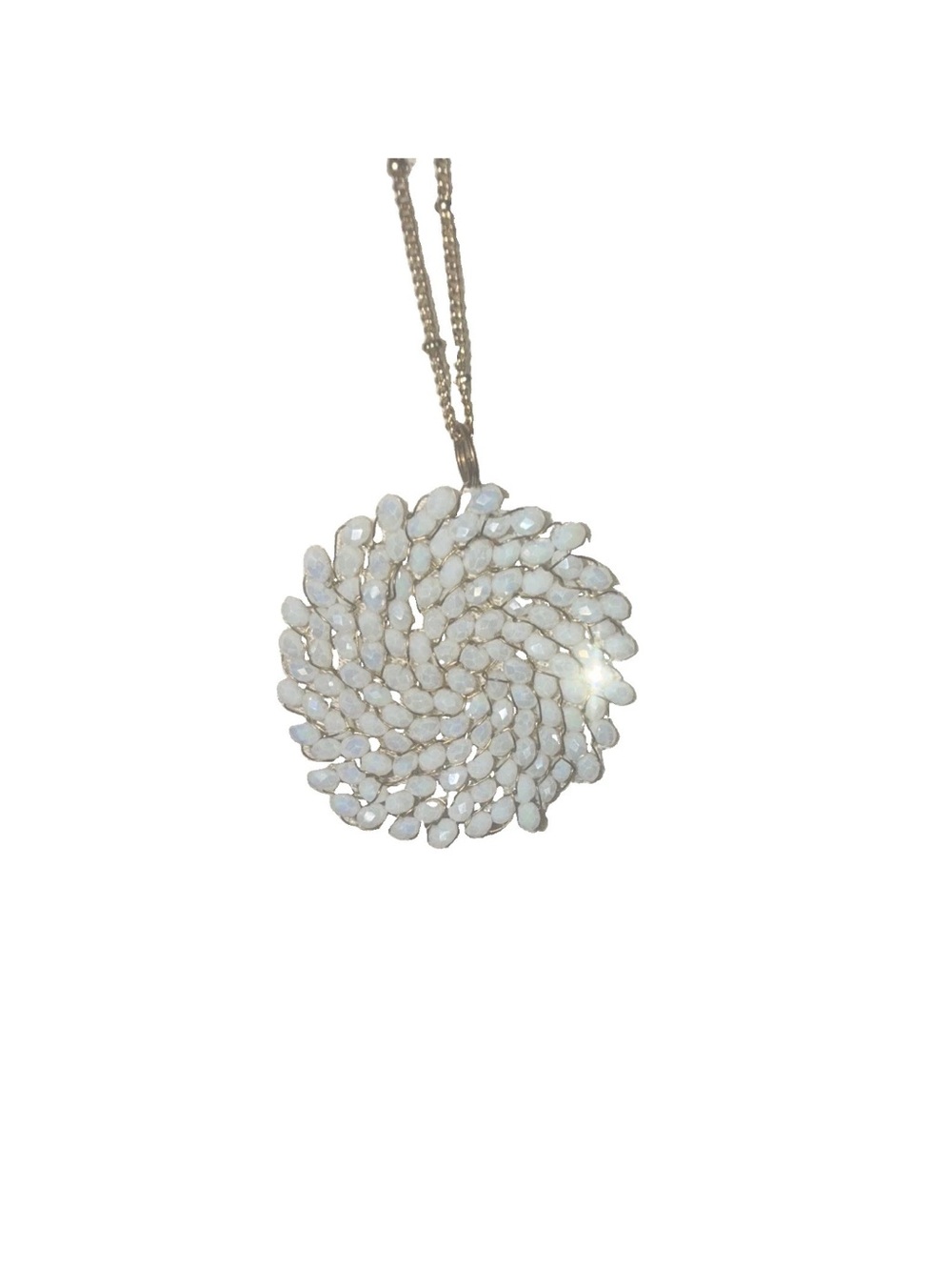 Gold-Chain White Spiral Pendant Necklace - Women Jewelry